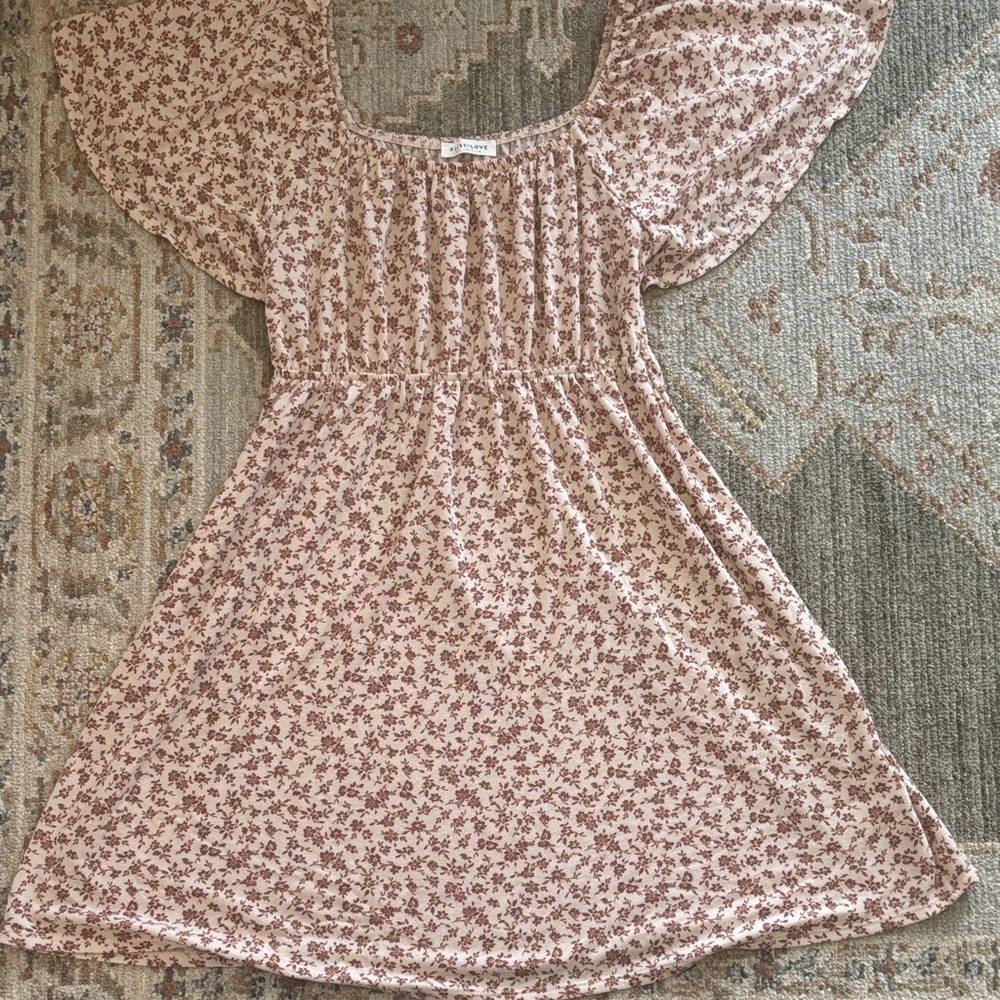 First Love Blush Floral Smocked Casual Dress
